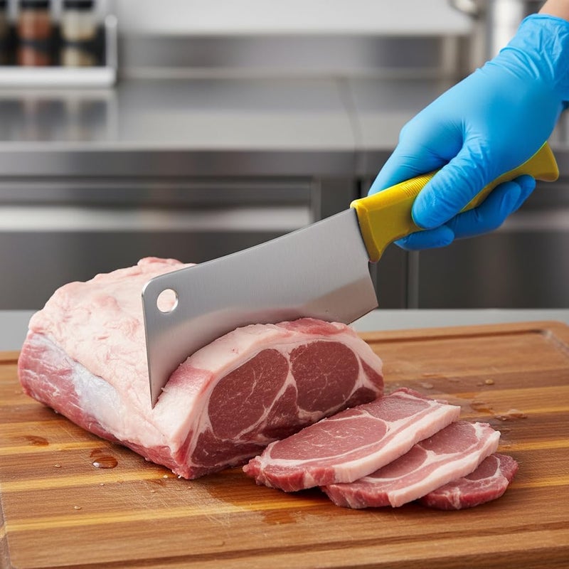 Kitchen Master 6 Inch Stainless Steel Meat Cleaver with Yellow Handle - Image 4
